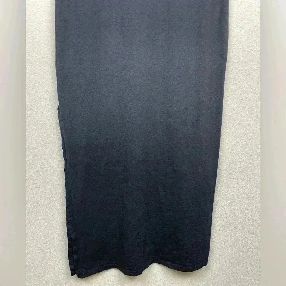 VELVET by Graham Spencer Black Vintage Slub Maxi Dress T-Shirt Leg Slit Medium - Picture 11 of 13